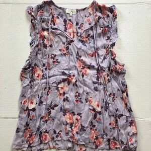 IVY Purple Floral  Sleeveless Top
